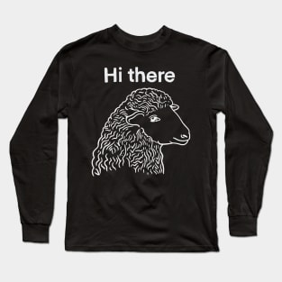 Cute Sheep saying Hi There - Drawing for Vegan and Vegetarian Cuties Long Sleeve T-Shirt